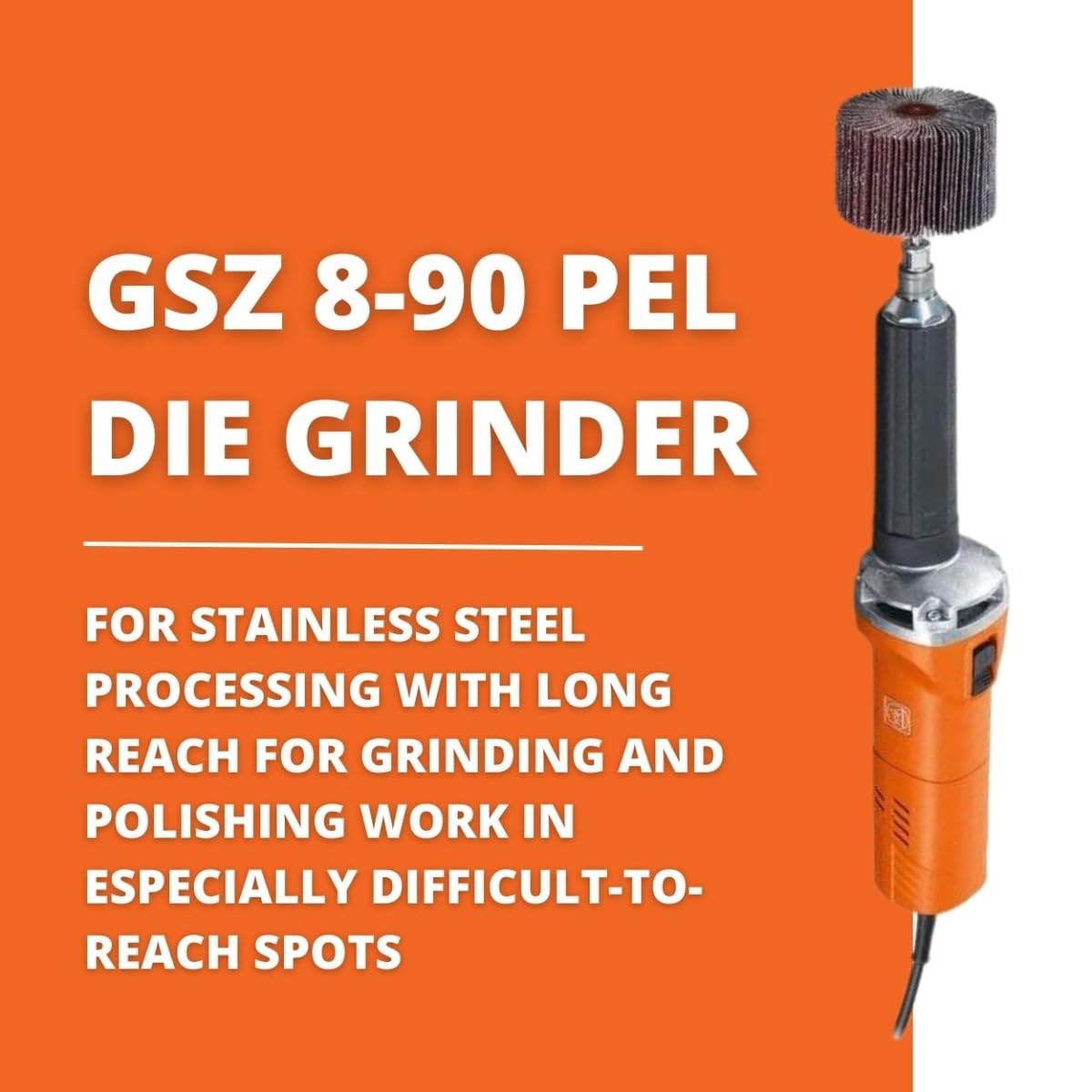 Fein 710W Long-Neck Die Grinder with Variable Speed - Advanced Safety Features & Dust Protection for Metalworking, Woodworking & Automotive Repair - GSZ 8-90 PEL (72232060090)