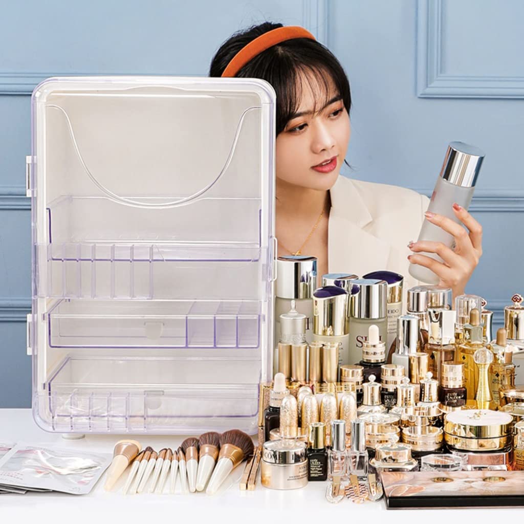2-Layer Desktop Cosmetic Storage Box | Portable Makeup Organizer for Dresser & Bathroom | Large Beauty Storage for Perfume, Skincare & Cosmetics | Perfect for Vanity, Travel & Home Organization