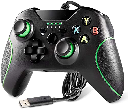 DIGISHUO Xbox One Wired Controller - USB Gamepad with Dual Vibration, Headset Jack & Trigger Buttons for Xbox One/S/X & PC Windows 7/8/10 (Black) - Perfect for Gaming, Streaming & Multiplayer Sessions