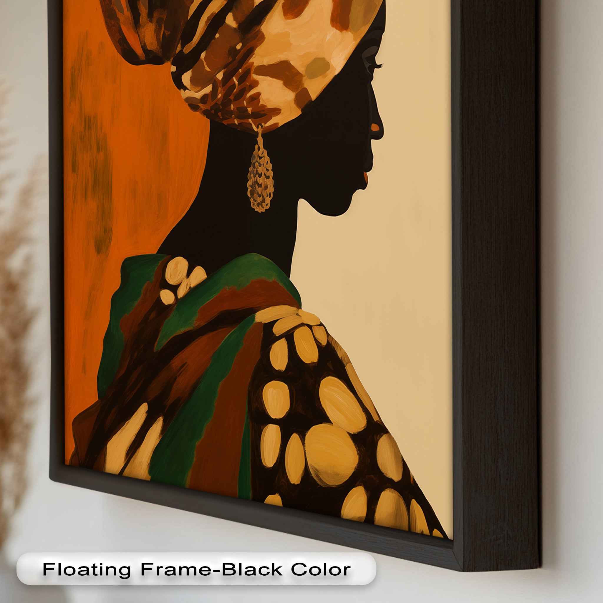 African Woman Portrait Art - Hand-Painted Framed Oil Painting for Home & Office Decor | Wall Art for Living Room, Bedroom, or Office