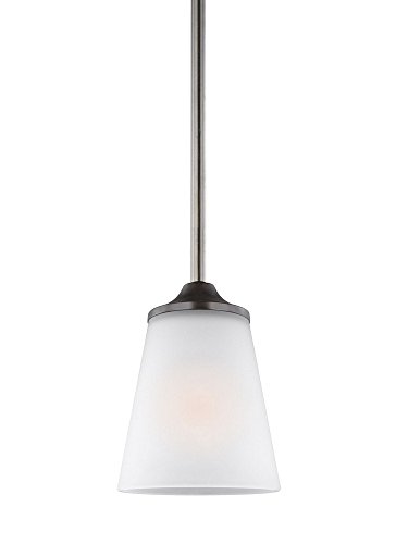 Seagull 6124501-710 Mini Pendant Light Fixture - 5 Inch Bronze/Dark Finish - Perfect for Kitchen Island, Dining Room, or Entryway Lighting