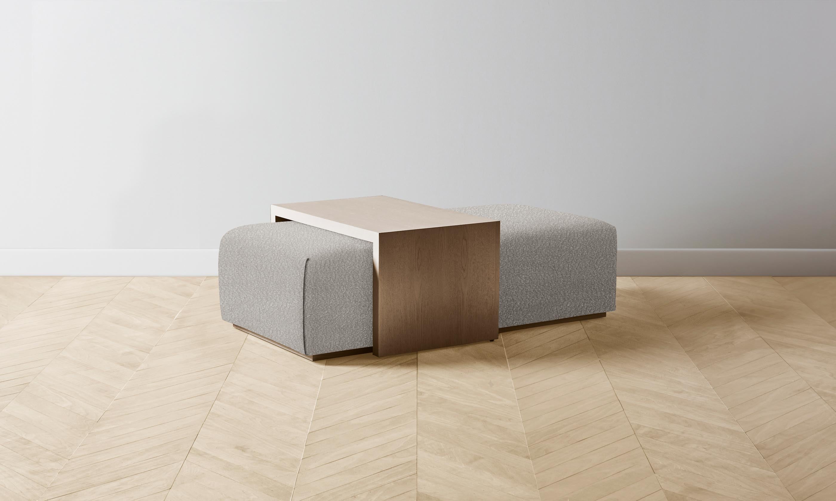 The Bowery Ottoman - Italian Bouclé Fossil Upholstered Footstool | Modern Living Room Accent Piece for Cozy Home Decor