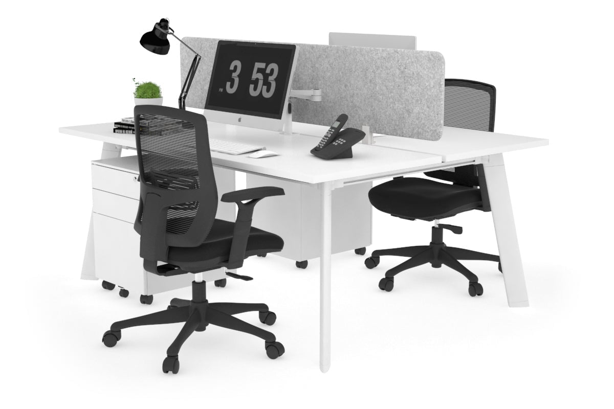 2-Person Workstation with White Frame - 1200L x 700W Dimensions - Perfect for Office, Home Office, and Collaborative Workspaces