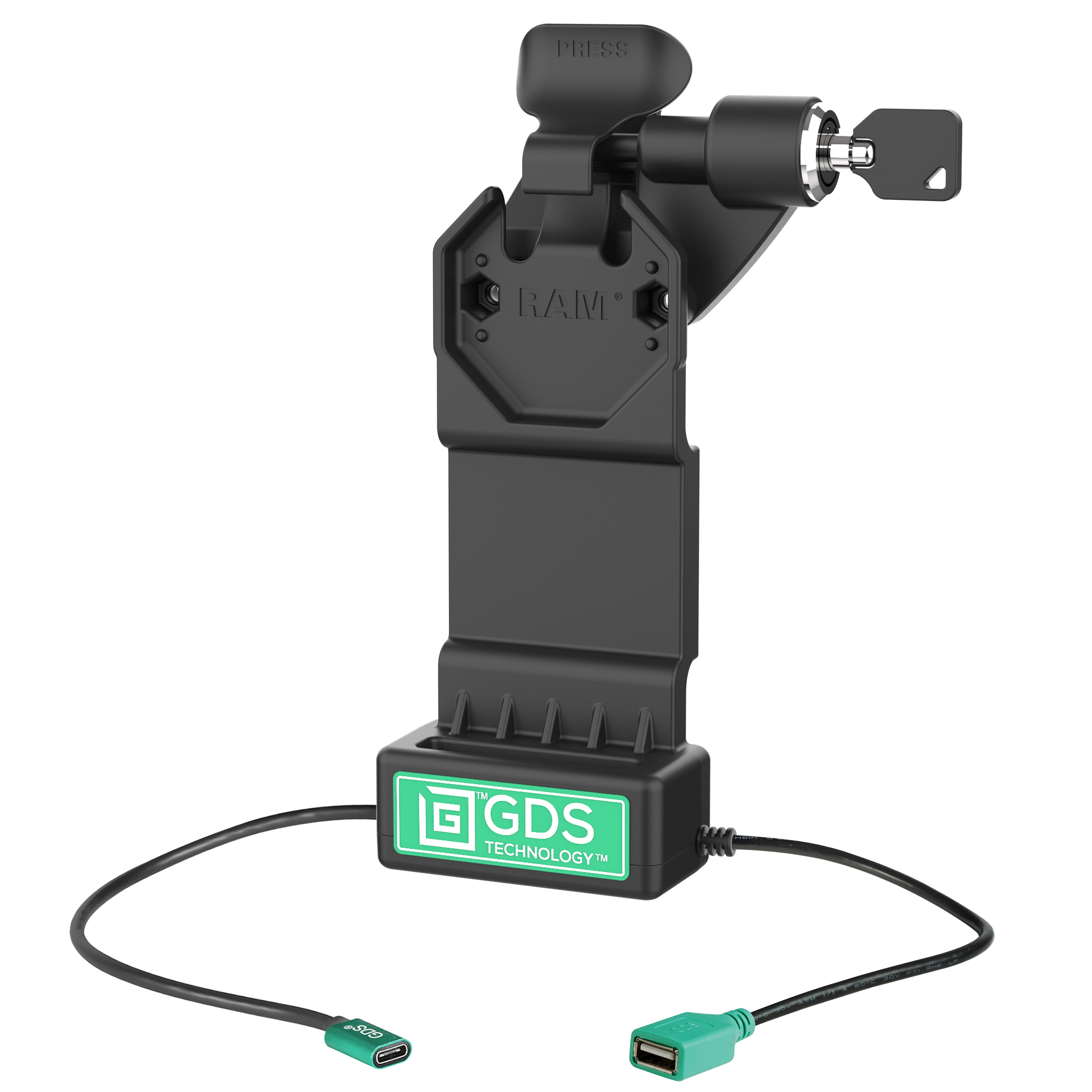 GDS® Uni Conn™ Right Locking Power + Single USB A Dock (RAM GDS DOCKLR U1CDU) - Secure Laptop Docking Station for Office & Home Workspace Setup