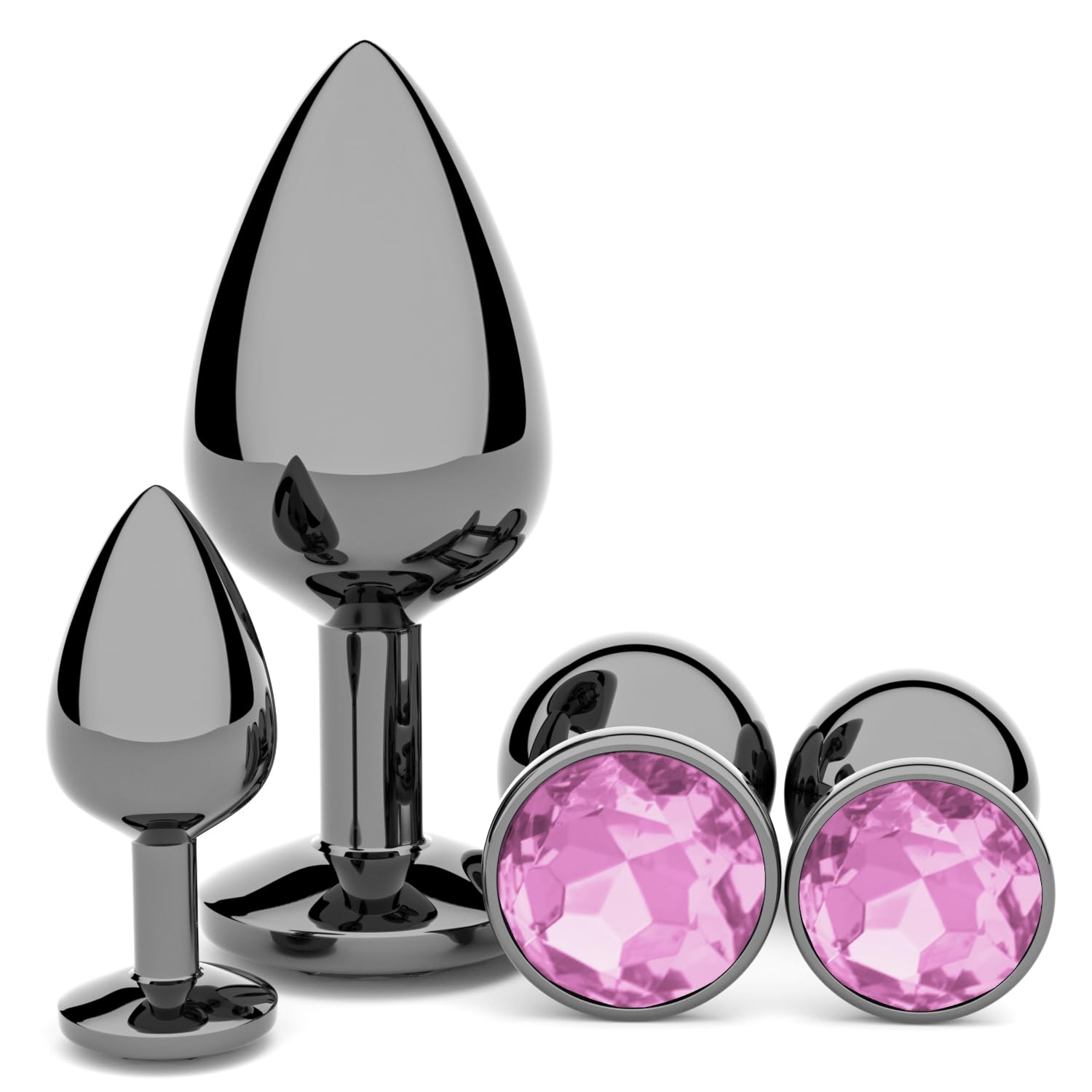 **4-Piece Anal Plug Beginner Set - Jewel Butt Plugs for Anal Training & G-Spot Stimulation | Comfortable & Safe Sex Toys for Men, Women & Couples | Perfect for Solo Play & Couples' Intimacy**