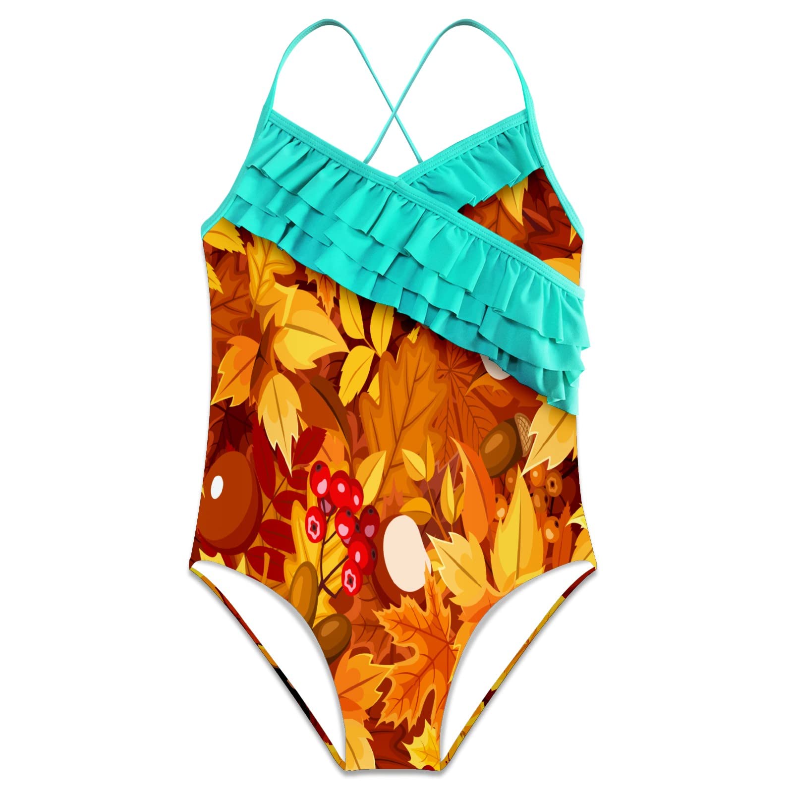 FCZ Girls' One Piece Swimsuits - Hawaiian Ruffle Swimwear for Summer Beach, Pool Party & Vacation | UV Protection Bathing Suit for Toddler and Kids