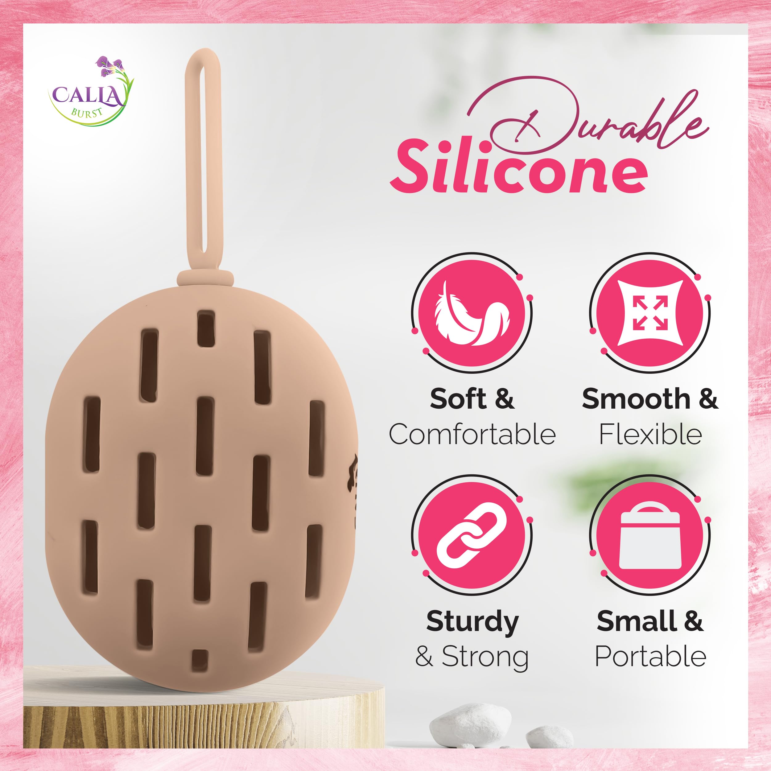 CallaBurst - Vented Silicone Beauty Blender Case for Makeup Sponge | Washable & Reusable Travel Organizer | Portable Cosmetic Storage for Women | Perfect for Travel, Gym & Daily Makeup Routine (Tan)