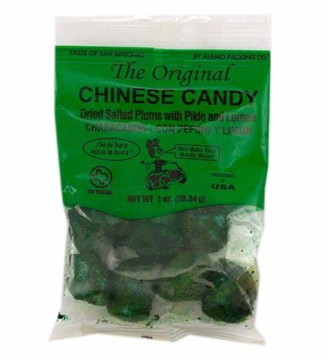 (4-Pack) Alamo Candy Dried Salted Plums with Pickle and Lemon Flavor - Sweet & Sour Chinese Snack - Perfect for Movie Nights, Road Trips & Asian Cuisine Pairing