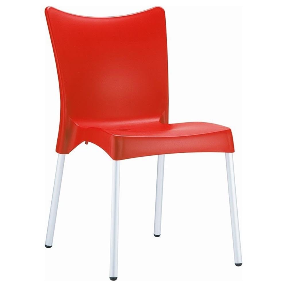 Red Resin Patio Dining Chairs Set of 2 - Juliette Outdoor Bistro Chairs for Garden, Poolside, Deck & Backyard - Weatherproof & Lightweight Outdoor Furniture