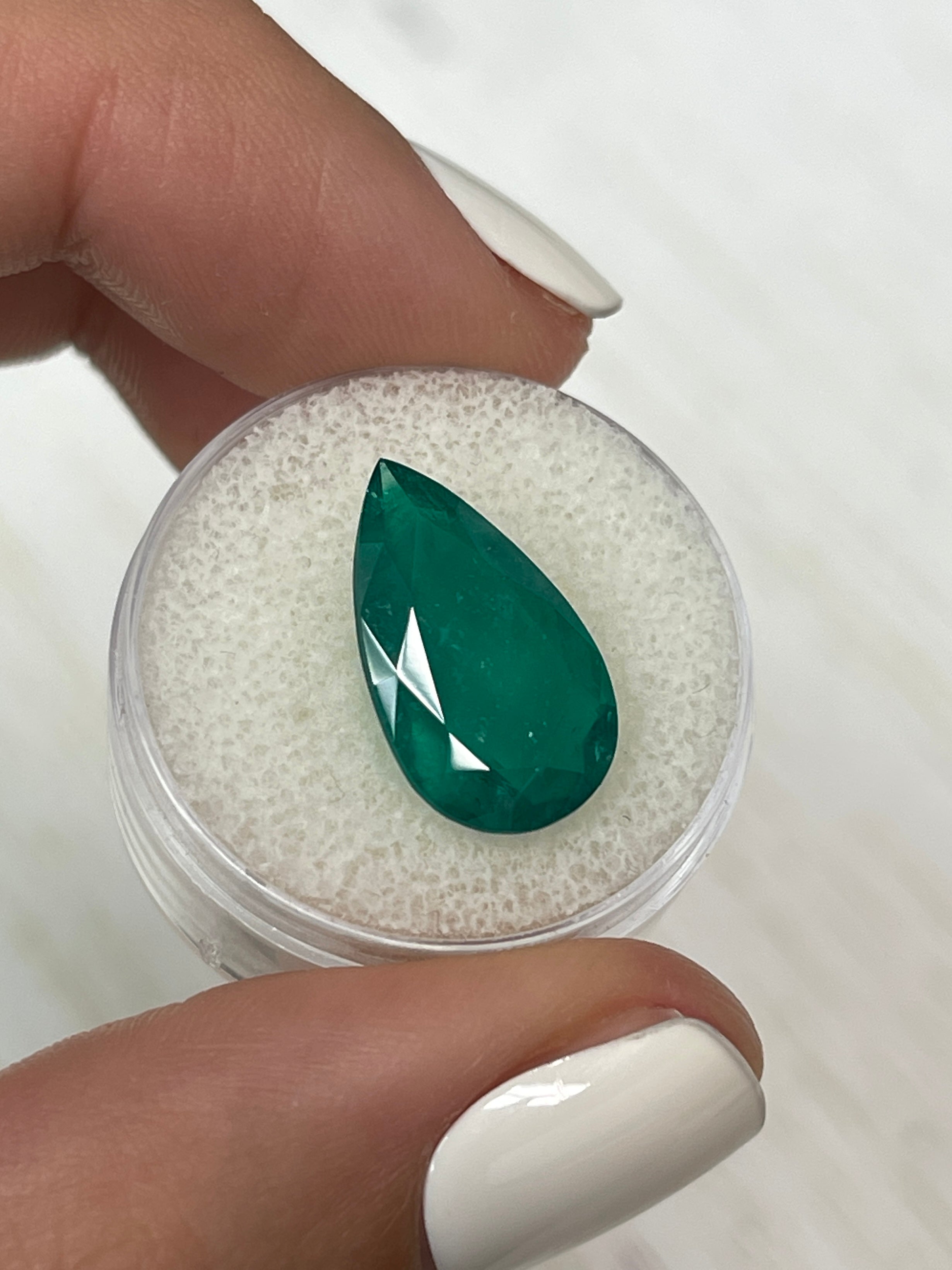 5.64 Carat 17.5x10.5mm Dark Muzo Green Natural Loose Colombian Emerald Pear Cut Gemstone for Jewelry Making & Engagement Rings