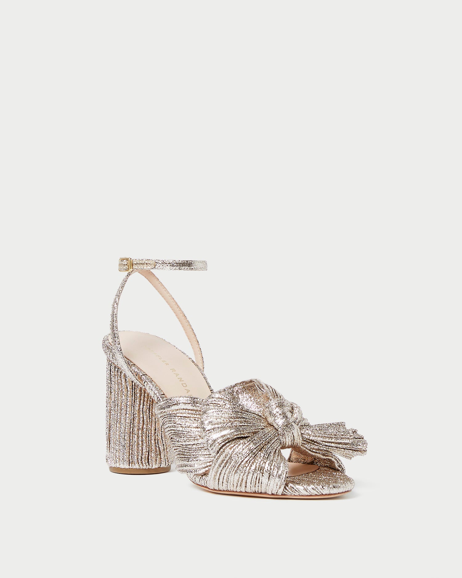 Camellia Champagne Pleated Bow Heel - Elegant Women's Dress Shoes for Weddings, Parties & Special Occasions