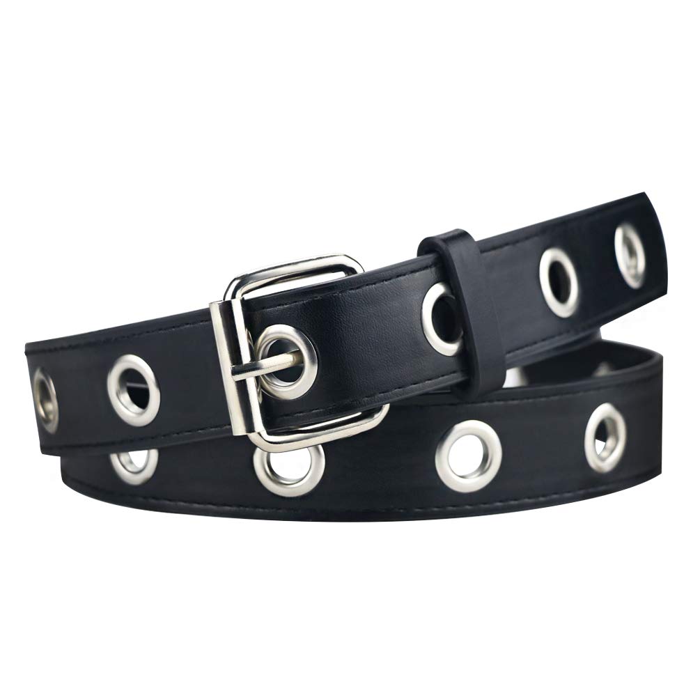 Premium Genuine Leather Belts for Women & Men - Adjustable Double Hole Dress Belt in Black - Business Casual & Formal Wear Accessories - Perfect for Office, Jeans, Weddings & Special Occasions | Durable & Stylish Everyday Fashion Essential | Ideal for Work, Date Night, Business Meetings & Travel