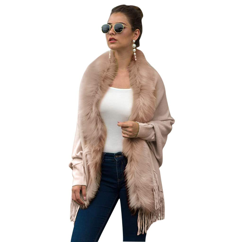 YunZyun Women's Black Cashmere Knit Cape Shawl Cardigan Sweater Coat - Winter Warm Wrap for Gifts, Parties & Outdoor Activities