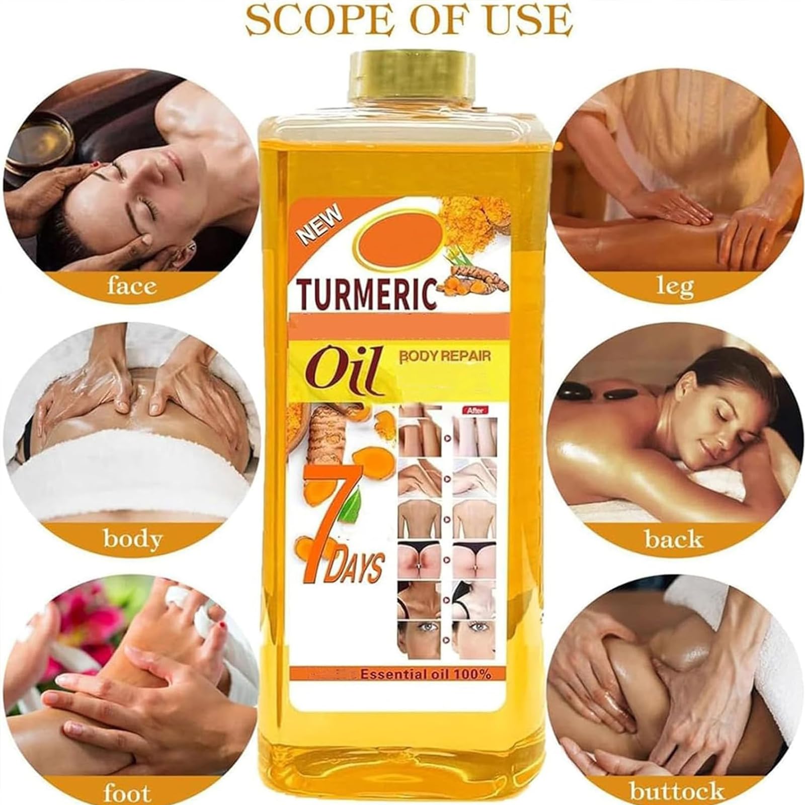 Soft 7 Turmeric Body Oil with Honey - 3 Pack | Natural Skin Brightening & Moisturizing Treatment for Dry Skin | Perfect for Massage, After Shower & Nighttime Skincare Routine