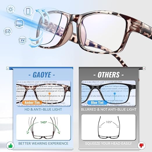 Gaoye Blue Light Blocking Reading Glasses for Men & Women - Computer Glasses with Anti-UV Protection - Perfect for Office Work, Gaming & Digital Screen Use