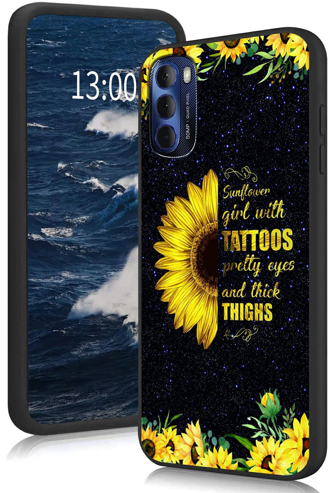 Shockproof Thin Soft TPU Case Cover for Motorola Moto G Stylus 4G 2022 - Sunflower Tattoo Design, Durable Protective Phone Case for Women - Perfect for Daily Use, Work, and Outdoor Activities