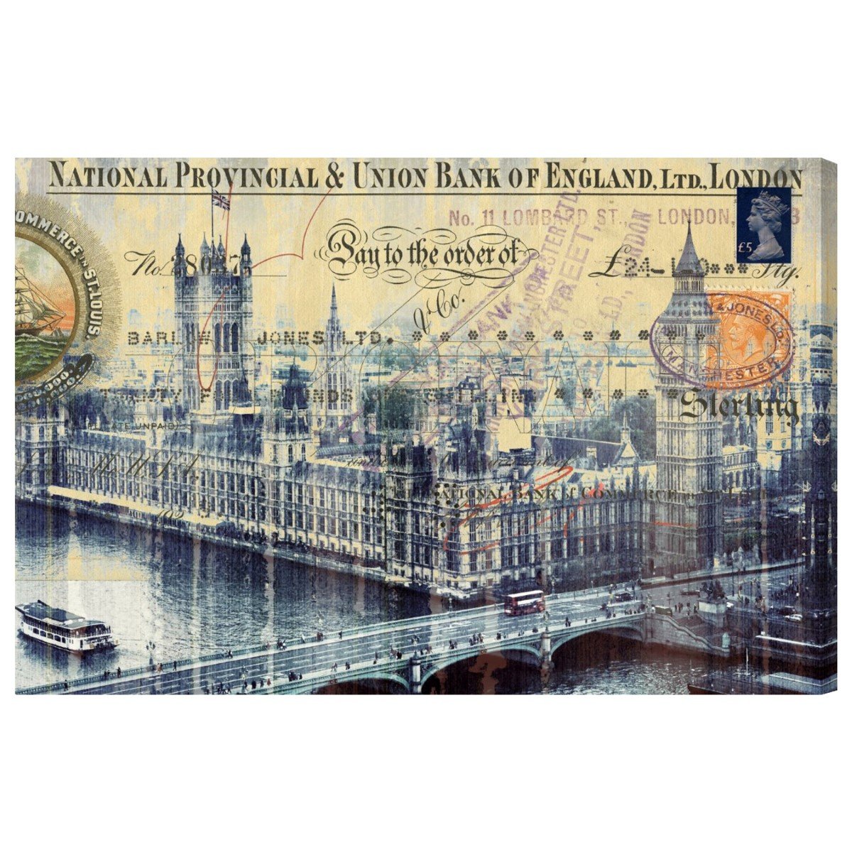 Big Ben Vintage Wall Art Canvas Print - Cities & Skylines Decor for Living Room, Office & Home