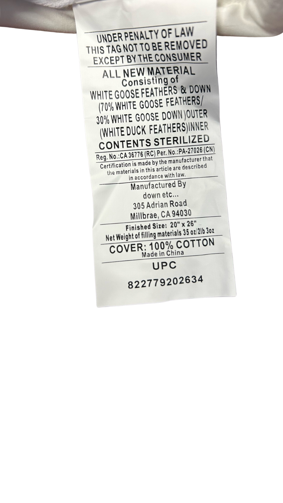 Premium Duck Feather & Down Pillow - Ultra Soft & Supportive for Side, Back & Stomach Sleepers - Featured at Pendry® Hotels - Perfect for Home, Travel & Luxury Hotels