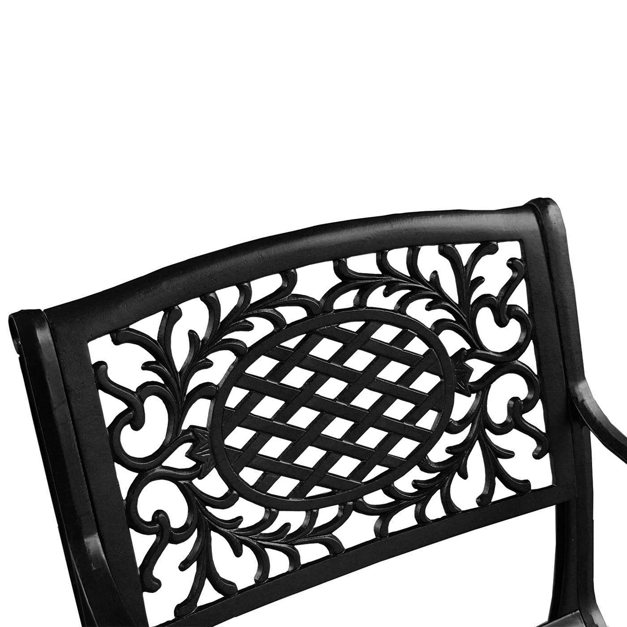 Modern Ornate Outdoor Mesh Aluminum 48-inch Black Round Patio Dining Set with 4 Chairs - Oakland Living - Perfect for Backyard BBQs, Garden Parties & Outdoor Entertaining