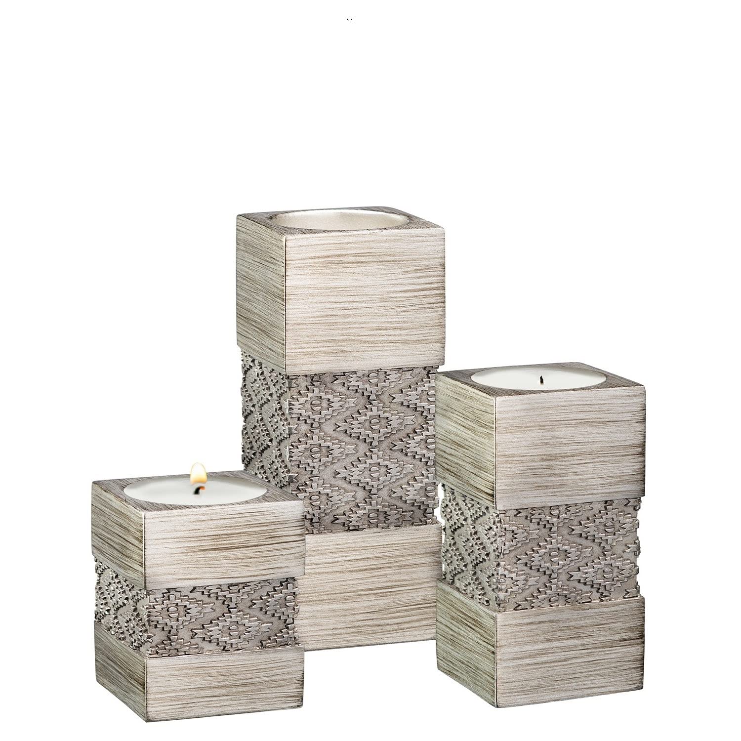 Dublin Silver Tealight Candle Holder Set of 3 - Elegant Home Decor for Living Room, Dining Table, Coffee Table, Fireplace, Entryway & Bathroom | Perfect for Romantic Dinners, Relaxing Baths & Holiday Centerpieces