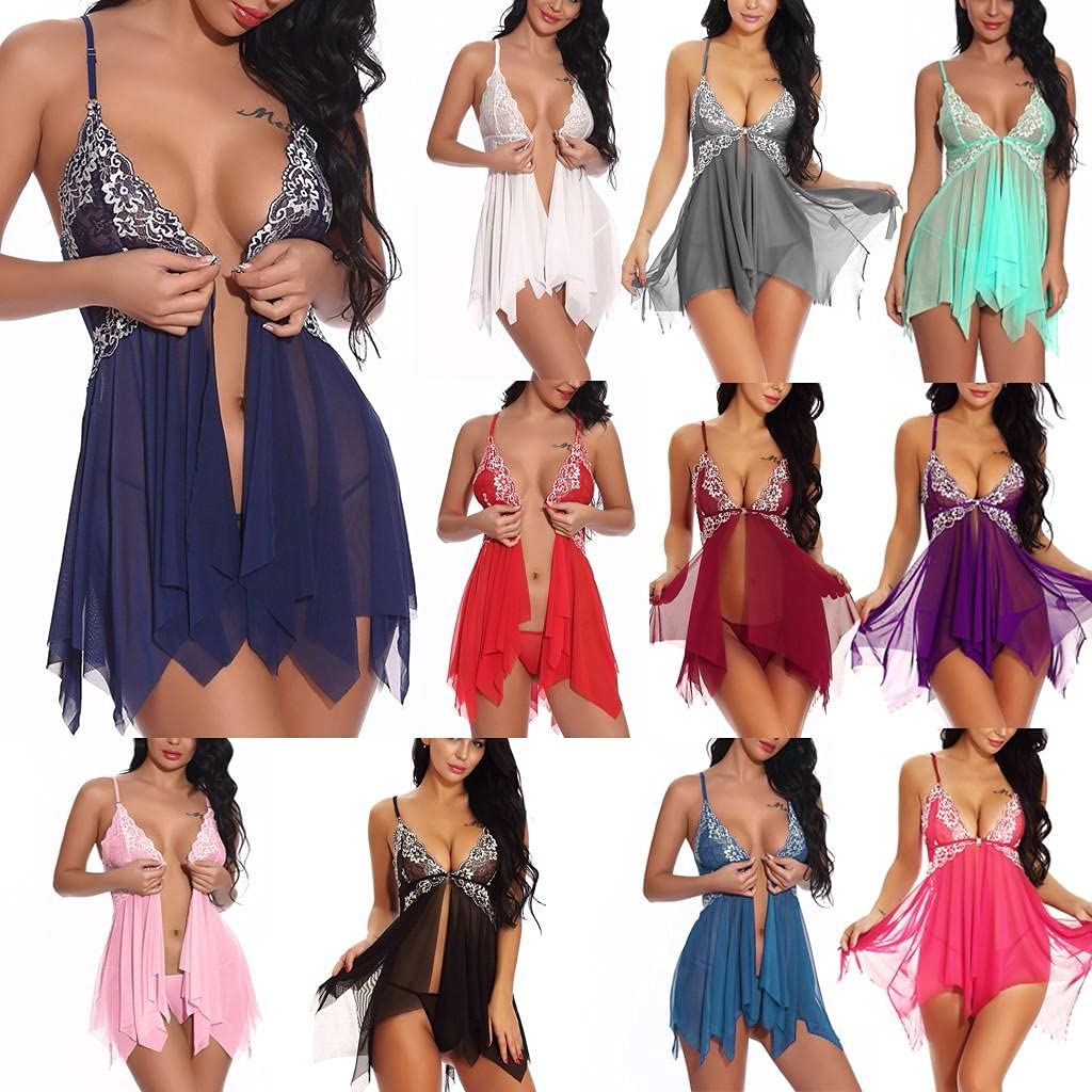 Masbird Women's Sexy Lace Babydoll Lingerie Set - Plus Size Naughty Nightwear for Valentine's & Romantic Nights - Perfect for Boudoir Photography & Special Occasions