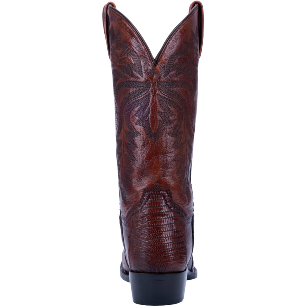 Dan Post Men's Winston Lizard Embroidered Round Toe Pull-On Dress Boots - Mid Calf Western Boots for Cowboy, Riding & Formal Occasions - Black