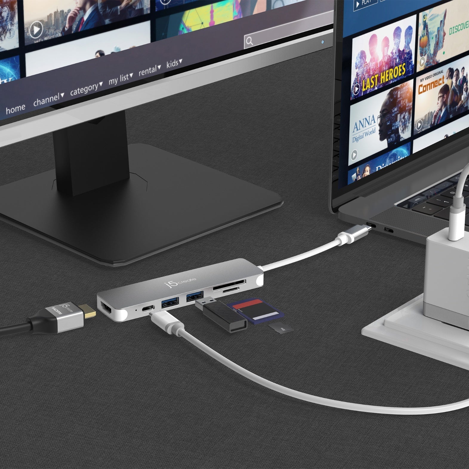 USB C to 4K HDMI Adapter Hub with 4K Ultra HD, Ethernet, USB 3.0 Ports - Perfect for MacBook Pro, Dell XPS, iPad Pro & More | Home Office, Gaming & Entertainment Setup
