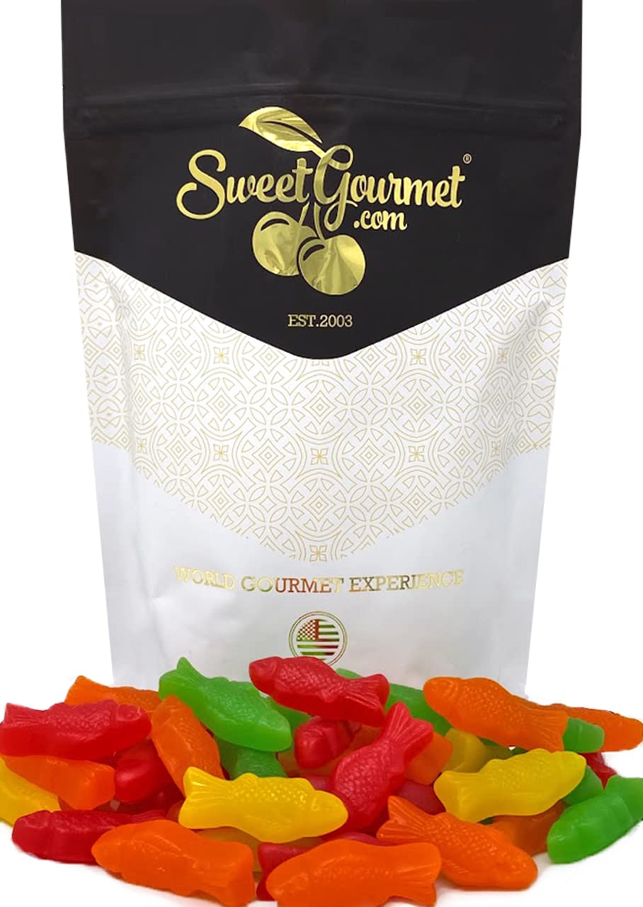 SweetGourmet Assorted Fruit Jelly Fish Candy - 1 Pound Bulk Gummy Candy for Parties, Halloween Treats & Movie Snacks