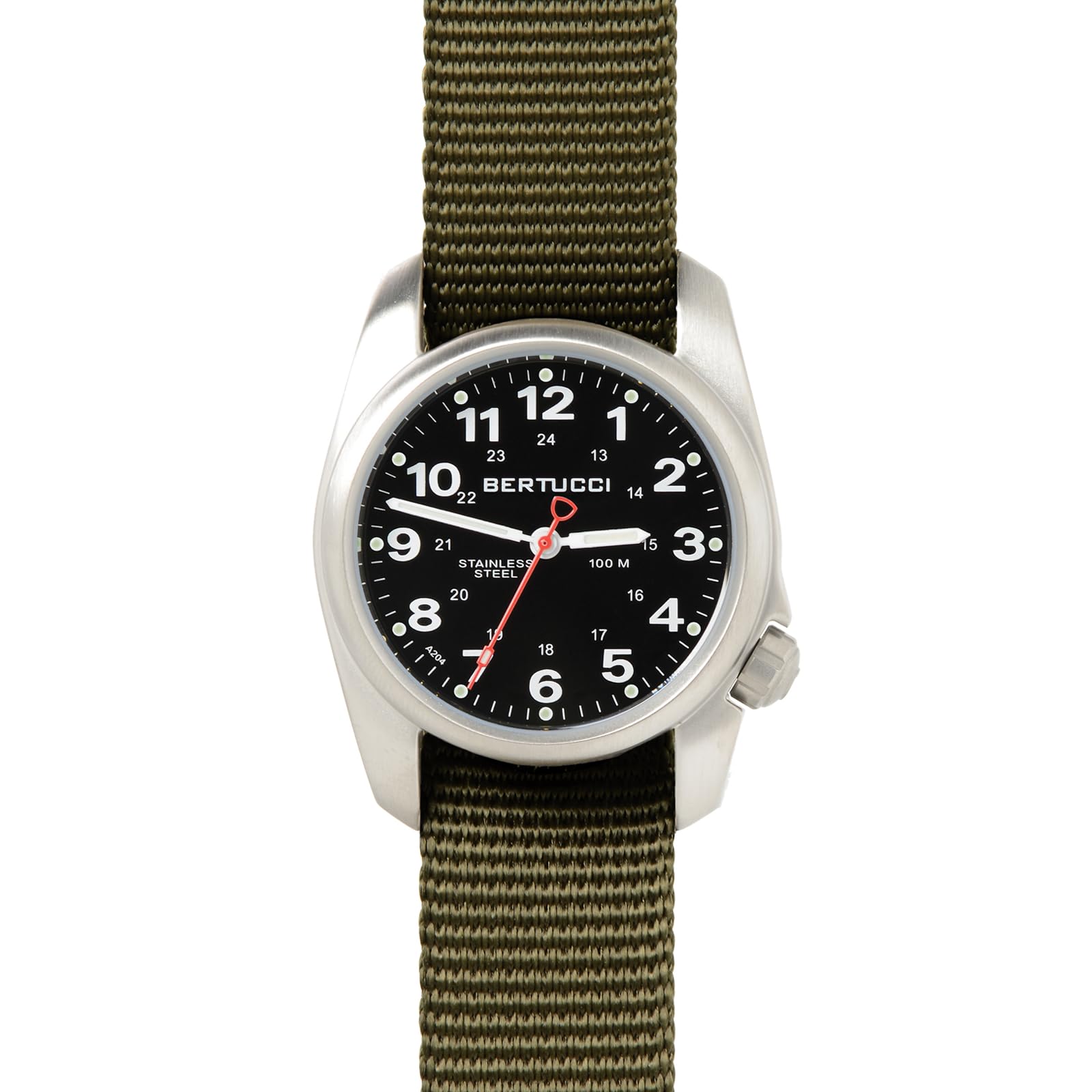 Bertucci A-1S Field Watch - Rugged Military Style Analog Watch with Date Window, Nylon Strap - Perfect for Outdoor Adventures, Hiking & Everyday Wear