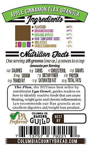 Organic Flax Granola Bulk - Apple Cinnamon Flavor | High Fiber Breakfast Cereal | Healthy Snack for Office, Hiking & Yoga