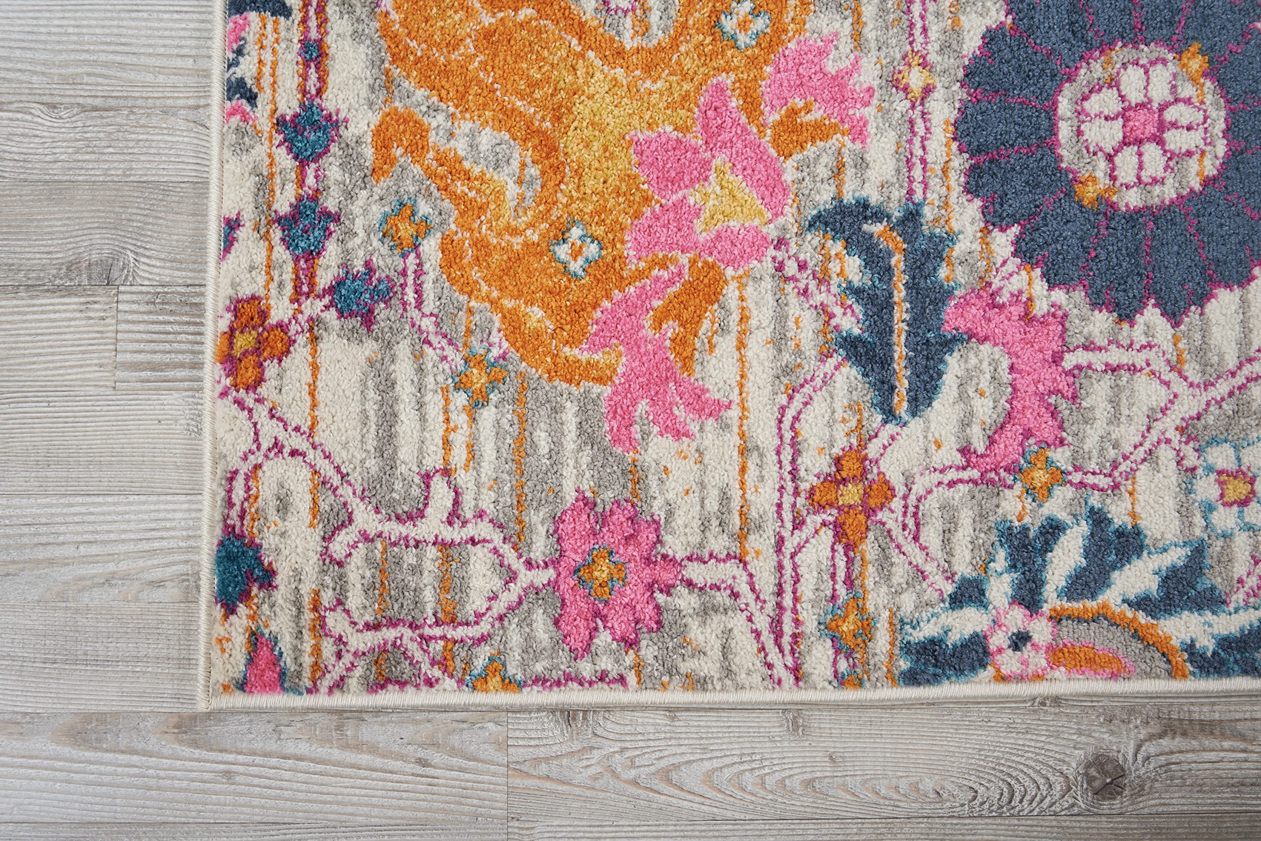 Nourison Passion Silver 9' x 12' Area Rug - Boho Moroccan Design for Bedroom, Living Room, Dining Room & Kitchen | Easy to Clean & Non-Shedding (9x12) | Perfect for Bohemian Home Decor & High Traffic Areas