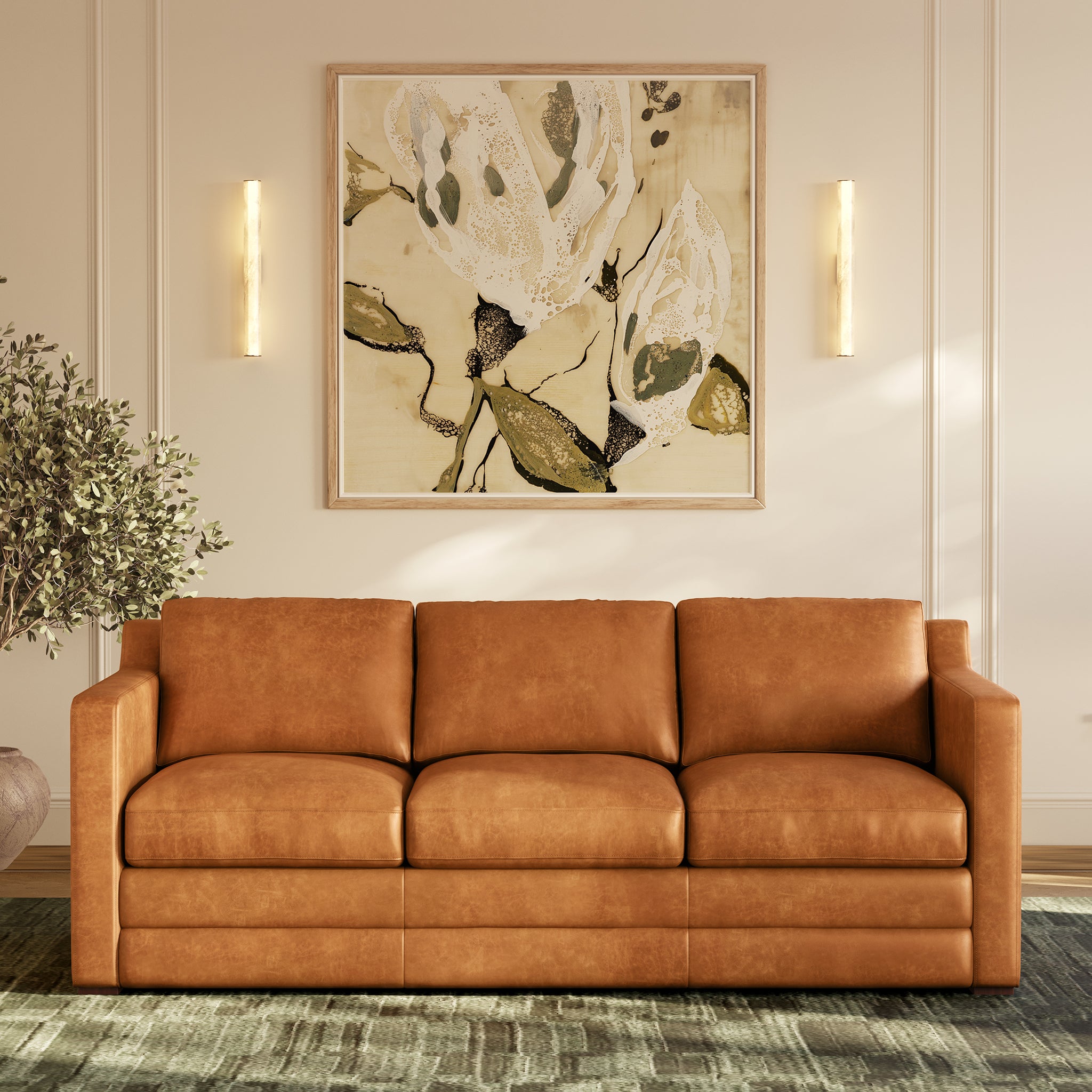 Sorrento Leather Convertible Sleeper Sofa with Pull-Out Bed - Modern Sectional Couch for Small Spaces, Living Room & Guest Room