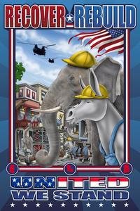 United We Stand Fine Art Giclee Canvas Print - 20x30 Inches Wall Decor for Living Room, Office & Home - Patriotic American Flag Painting for Wall Art & Gift Ideas