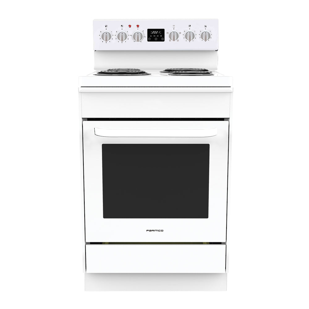600mm Freestanding Electric Stove with Radiant Coil Cooktop & 4-Function Oven - White FS60WR4 | Perfect for Small Kitchens, Apartments & RVs