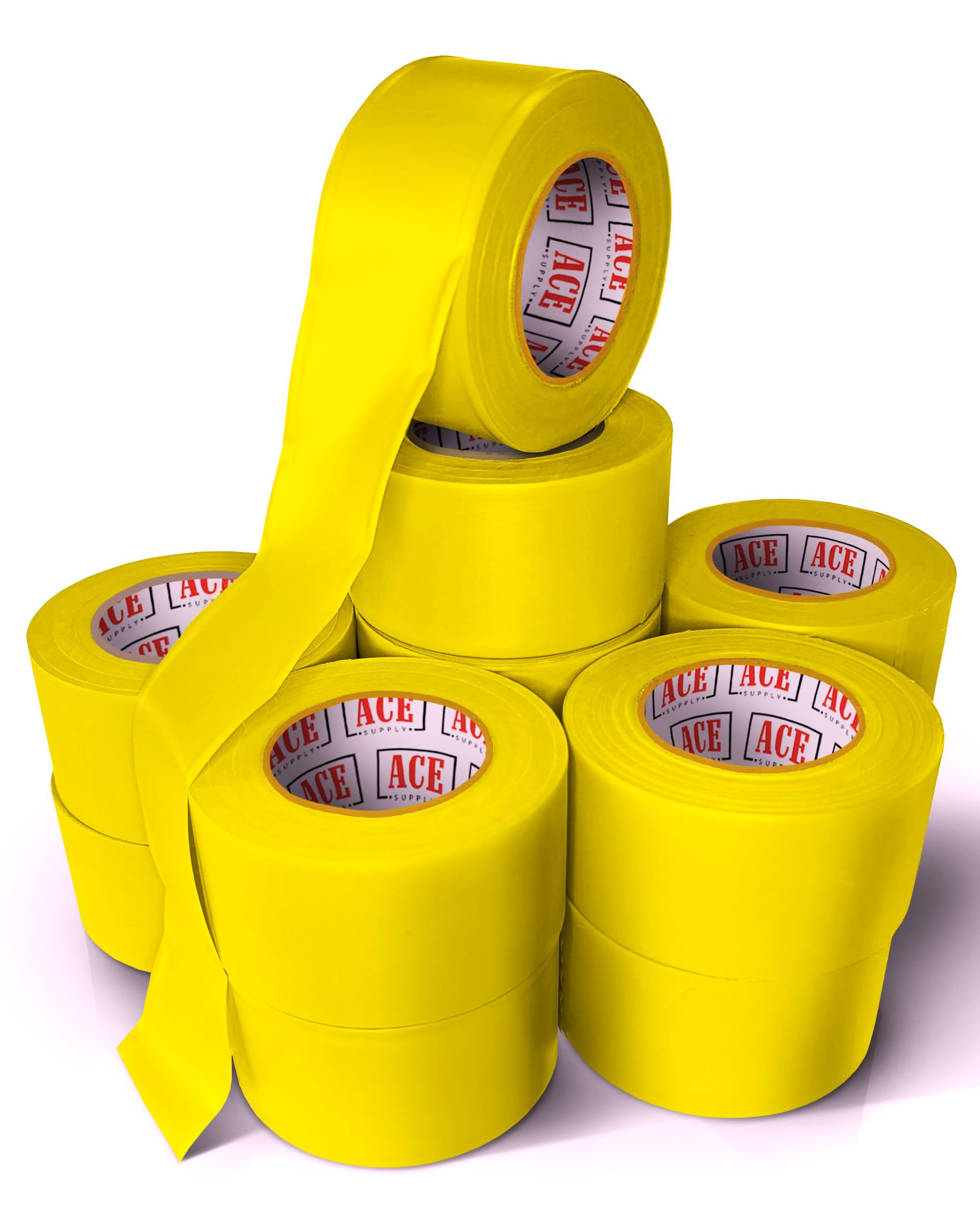 Bright Yellow Flagging Tape 144 Pack - 1.5 Inch x 150 Ft Non-Adhesive Survey Tape - 2 Mil Thickness for Tree Marking & Land Surveying - High Visibility Utility Ribbon for Construction, Hiking Trails & Property Boundaries