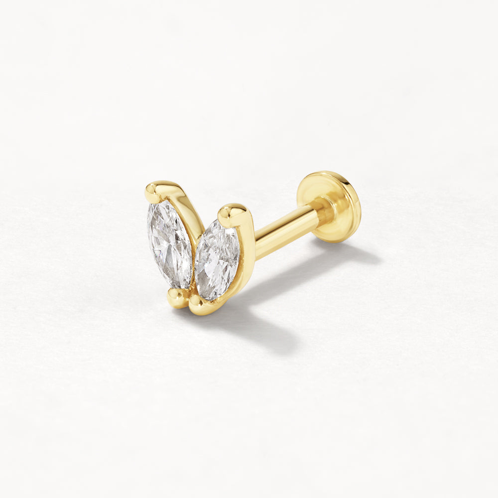 10K Gold Lab-Grown Diamond Double Marquise Helix Stud Earrings - Elegant Jewelry for Parties, Weddings & Special Occasions
