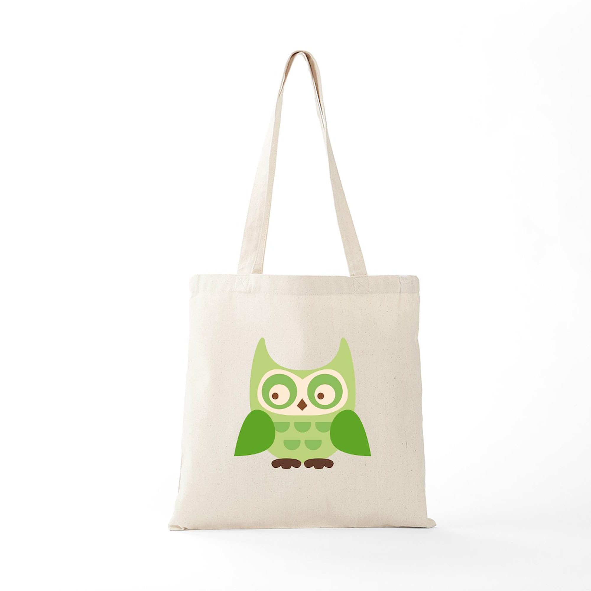 Eco-Friendly Green Owl Canvas Tote Bag - Reusable Natural Shopping Bag for Groceries, Beach & Daily Use | Sustainable Cotton Carryall