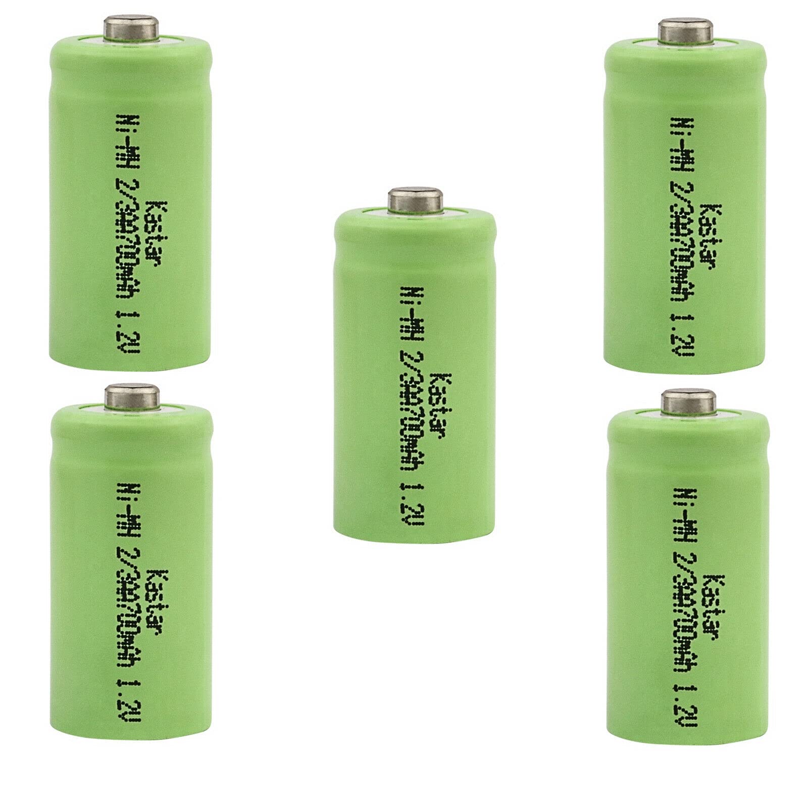Kastar 5-Pack 2/3 AA Ni-MH 1.2V 700mAh Rechargeable Batteries for Solar Lights - Perfect for Solar Decorations, Garden Pathway Lights, Holiday Lighting & Outdoor Yard Decor