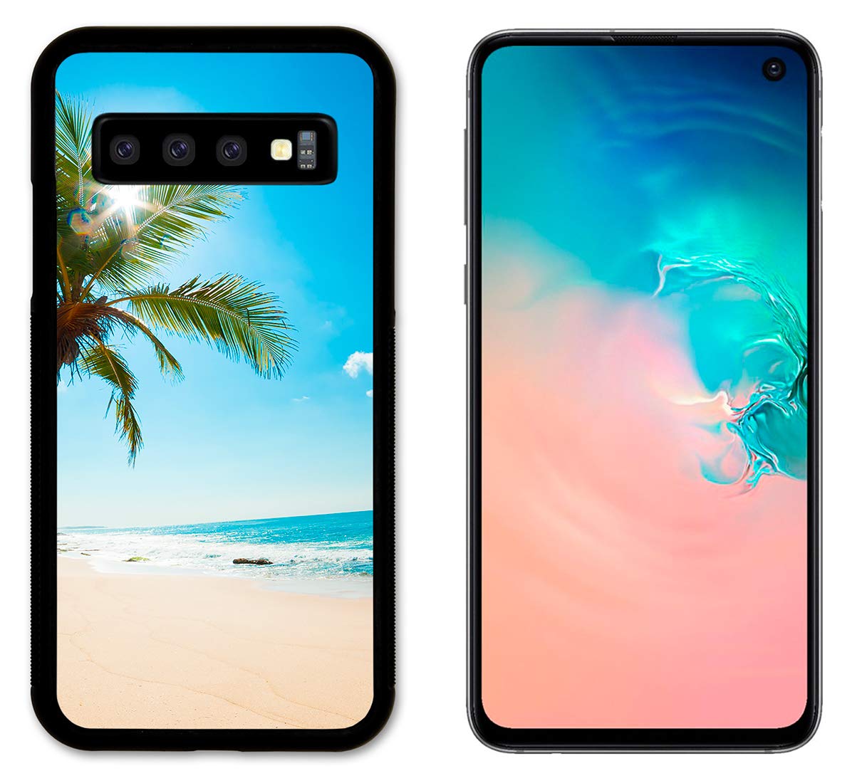 Slim Fit Samsung Galaxy S10 Phone Case - Palm Tree Beach Design - Durable Protective Cover for Everyday Use & Vacation Travel