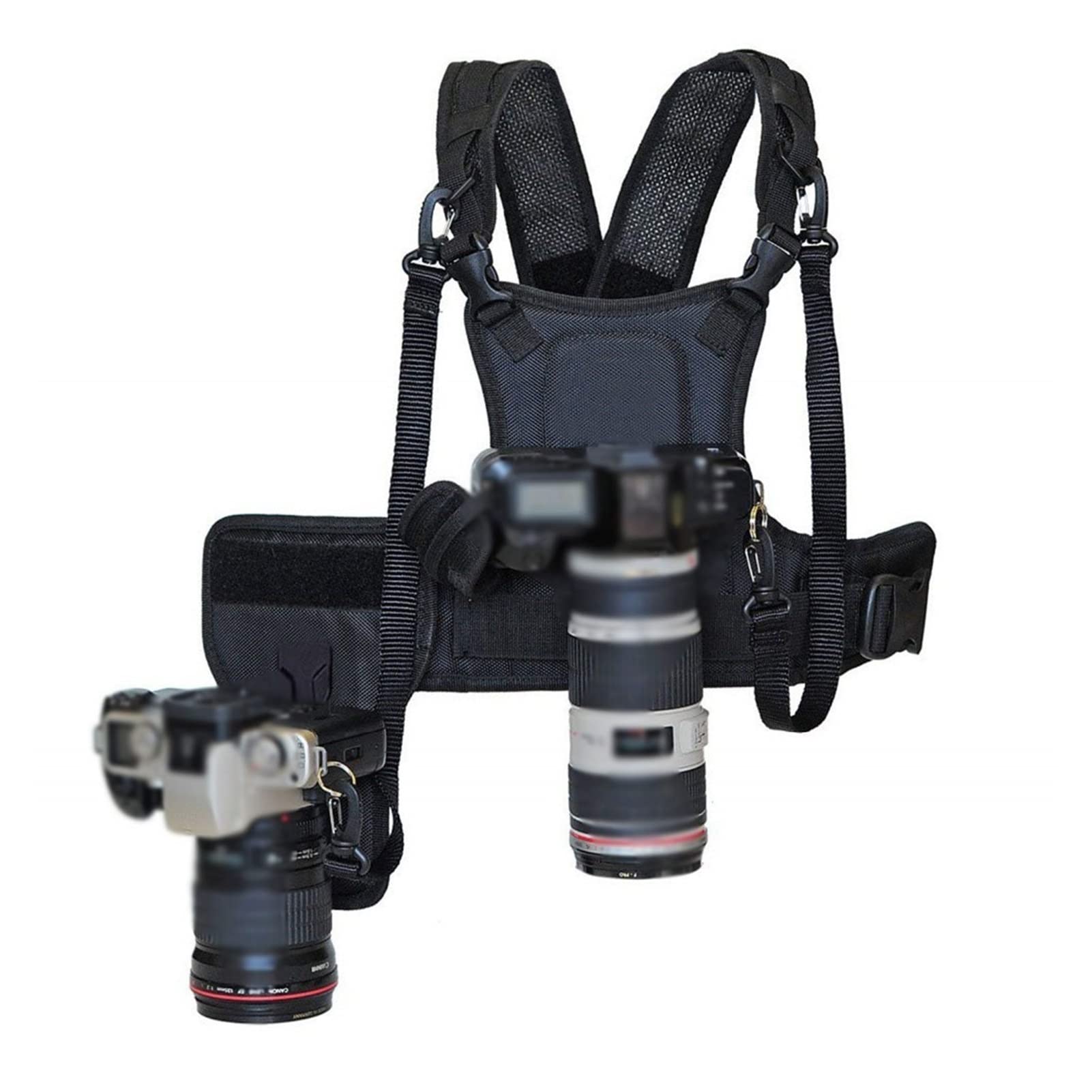 **Dual DSLR Camera Shoulder Bag - Adjustable Chest Harness & Vest System for SLR/Camcorders - Perfect for Outdoor Photography, Travel & Professional Shoots (Color: A, One Size)**