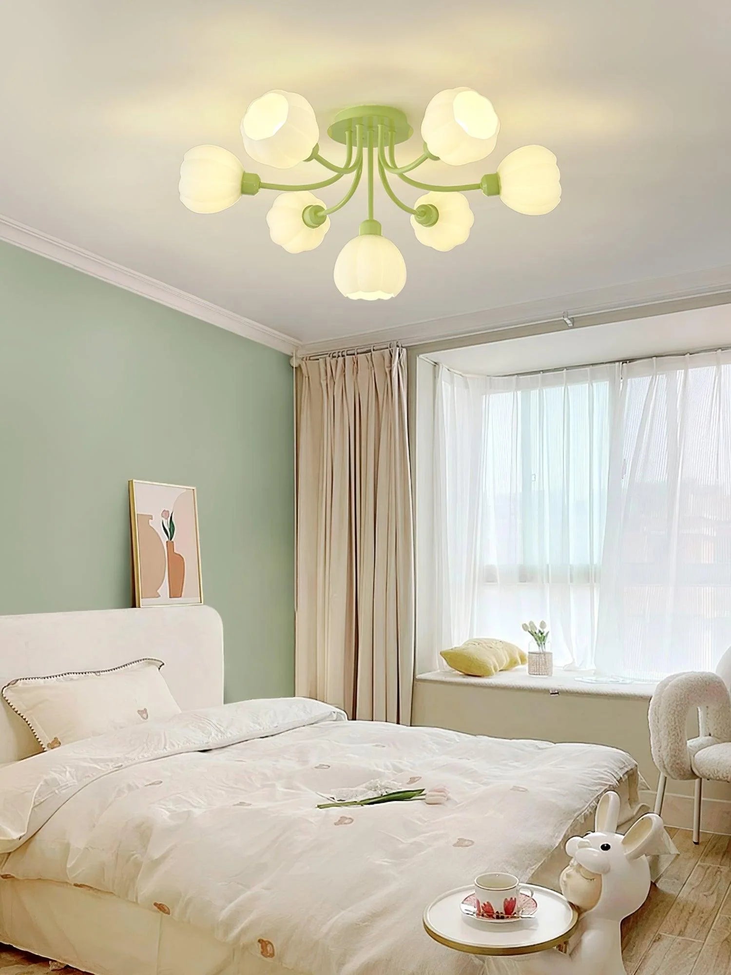 Pumpkin Matcha Ceiling Light - Modern LED Hanging Fixture for Bedroom, Living Room & Kitchen | Dimmable Soft Lighting for Cozy Home Decor