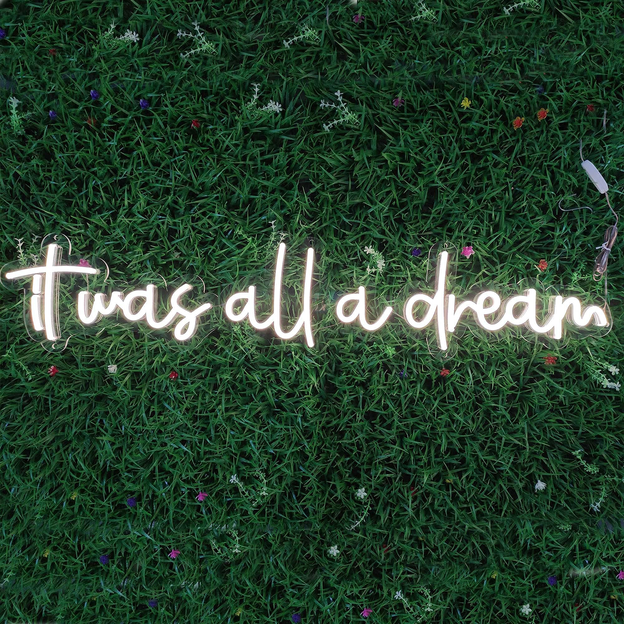 Custom SELICOR Neon Sign - 'It Was All A Dream' LED Wall Art Light for Bedroom, Office, Bar & Wedding Decor - 35 Inch Wide Dimmable Neon Light - Perfect for Christmas Gifts, Home Decor & Cafe Signage