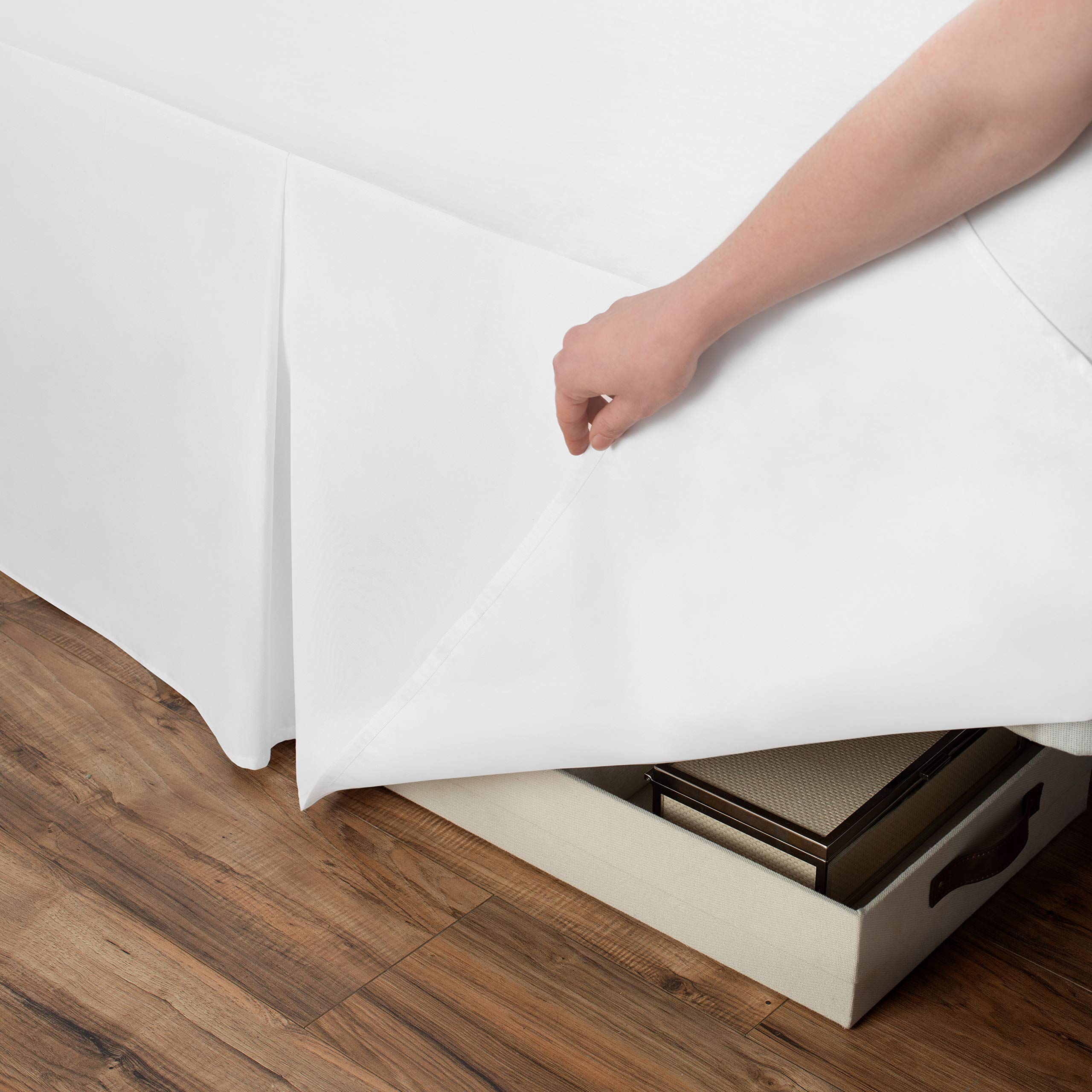 21 Inch Extra-Long Drop Bed Skirt for Queen Size Bed - White Space Maker Design | Perfect for Platform Beds, Adjustable Beds & Deep Mattresses