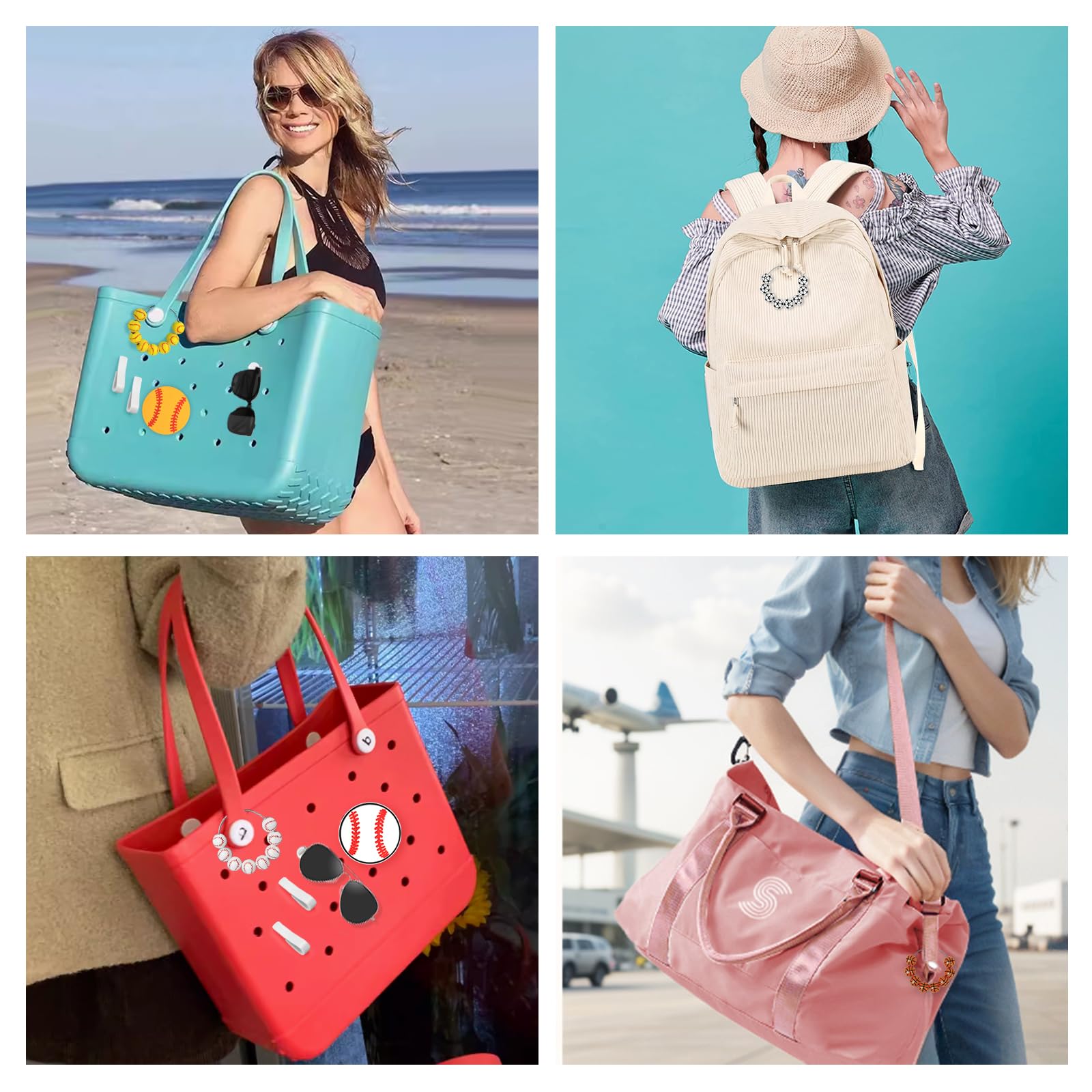 Bogg Bag Accessories Set - 2PCS Bogg Bag Charms & 3PCS Key Holder Keychain for Beach, Pool, Travel and Summer Outings | Waterproof and Durable Beach Essentials for Women and Kids