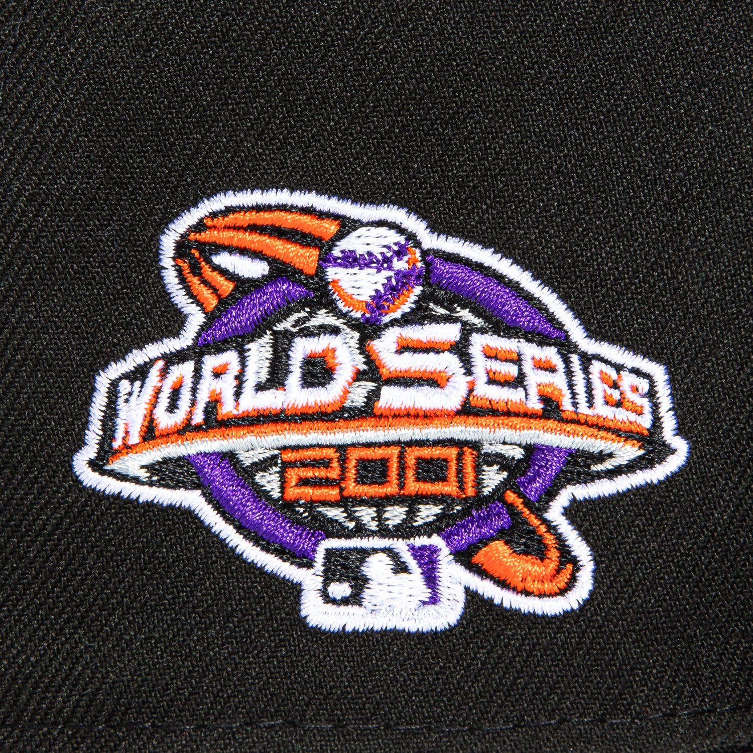 New Era 59Fifty MLB Arizona Diamondbacks 2001 World Series Patch Snake Head Snapback Hat - Black, Purple & Orange - Official Licensed Baseball Cap for Fans & Streetwear Fashion