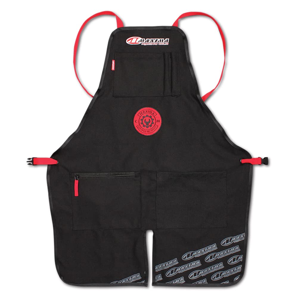 Maxima Racing Oils Premium Black & Red Shop Apron - Durable Workwear for Mechanics, DIY Auto Repair & Racing Enthusiasts