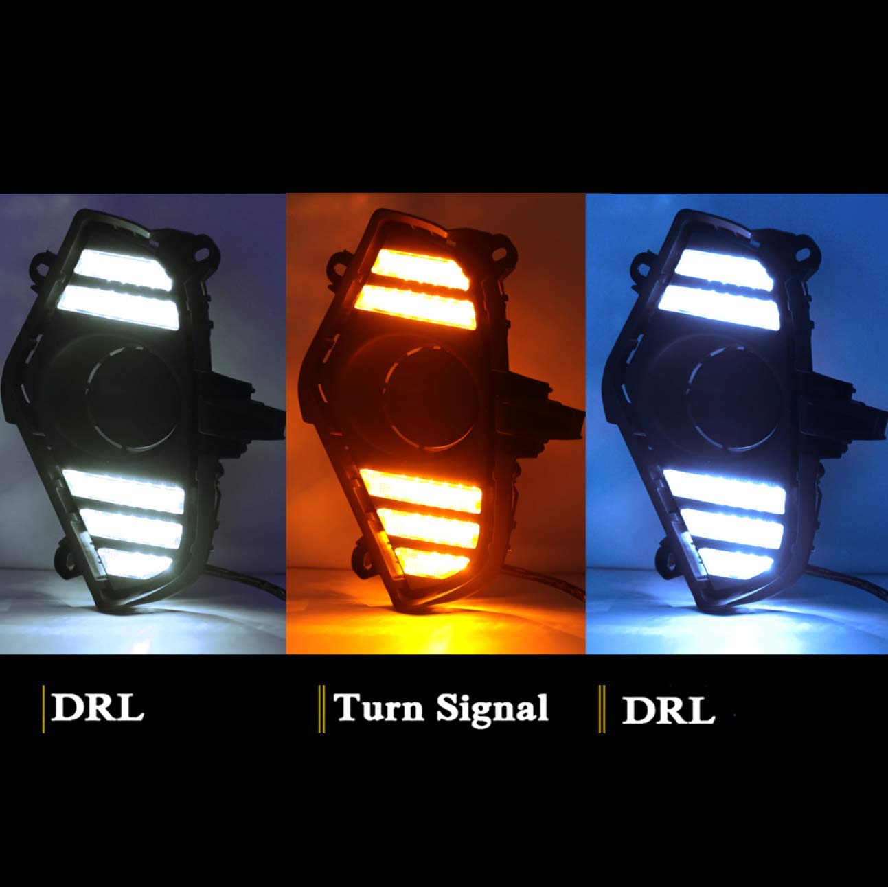 TOYOTA RAV4 2019 2020 LED Daytime Running Lights - White Ice Blue DRL with Yellow Turn Signal, Complete Kit (Bezel/Wiring/LED Bulbs) | Perfect for Night Driving & Enhanced Visibility