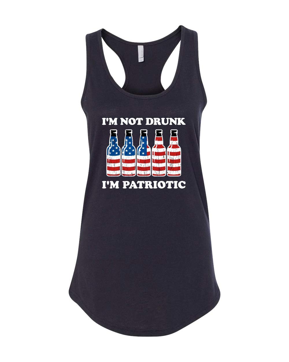 CreateMyTee | Funny Patriotic 'Not Drunk' Beer Bottles Tank Top for Women | 4th of July Racerback Shirt | Perfect for Summer BBQs, Parties & America Themed Events