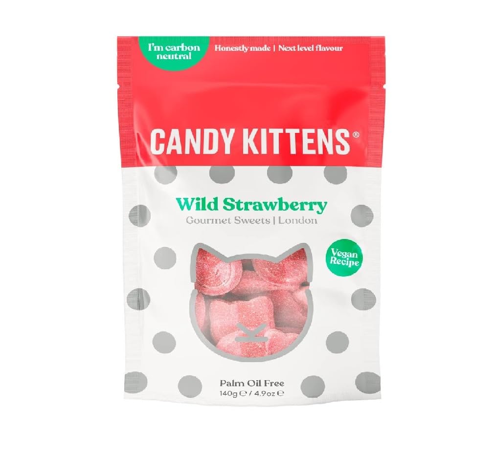 CANDY KITTENS Vegan Gummy Candy - Wild Strawberry Flavor, 4.4oz (2 Pack) | Plant-Based, Gluten-Free Sweets for Parties, Gifts & Healthy Snacking