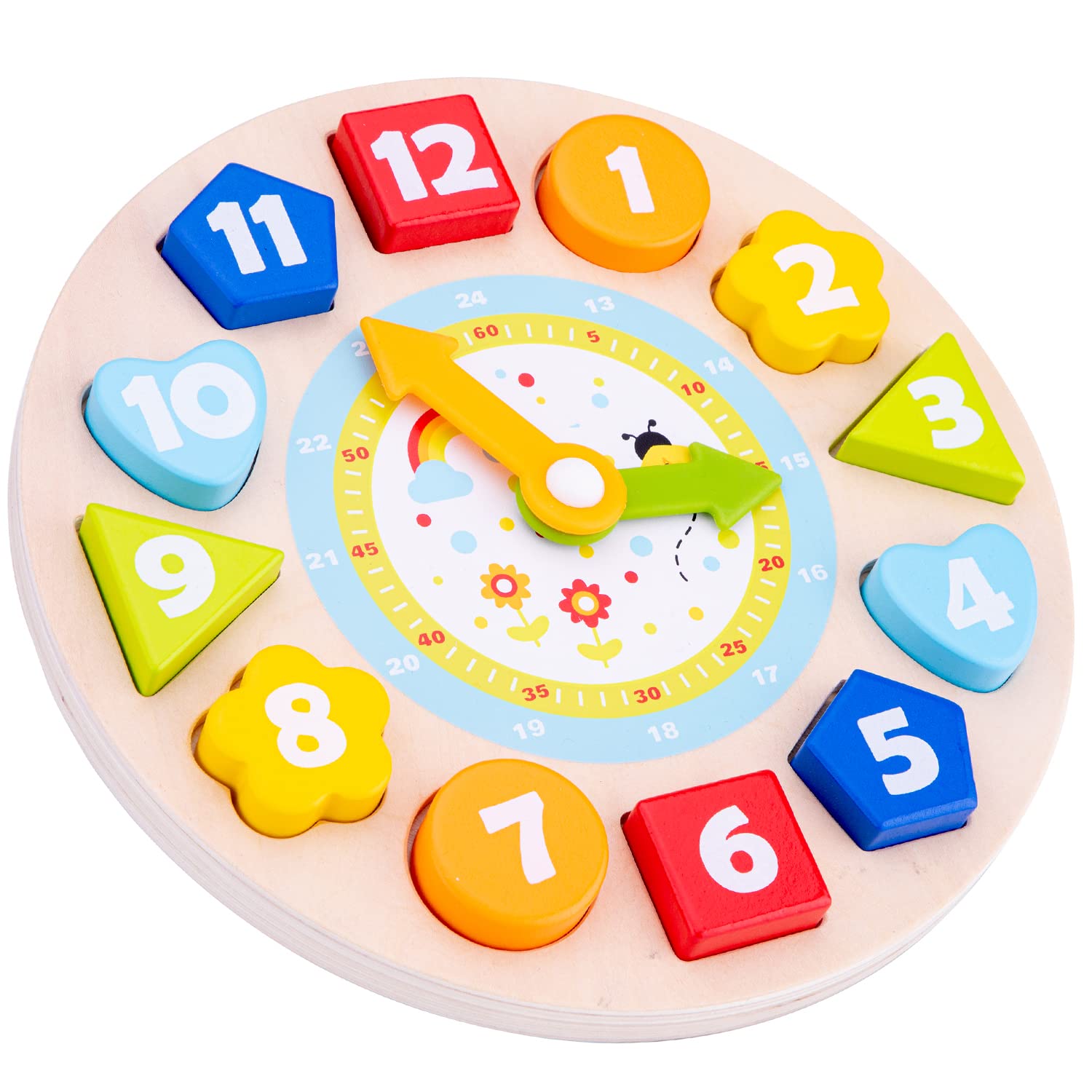 Wooden Multi Clock Puzzle - Educational Learning Toy for Toddlers 2+ Years | Preschool STEM Color & Time Teaching Tool for Boys & Girls | Perfect for Classroom, Homeschool & Montessori Activities